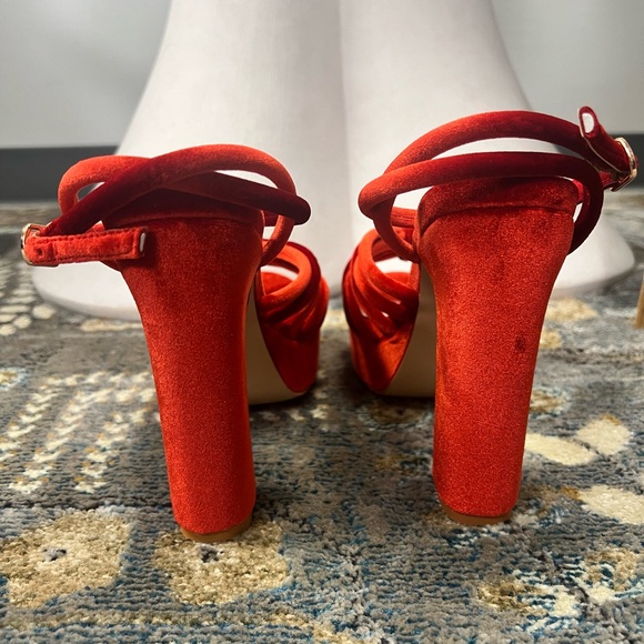 Suede Heels with Knot Detail and Ankle Strap - Picture 4 of 12